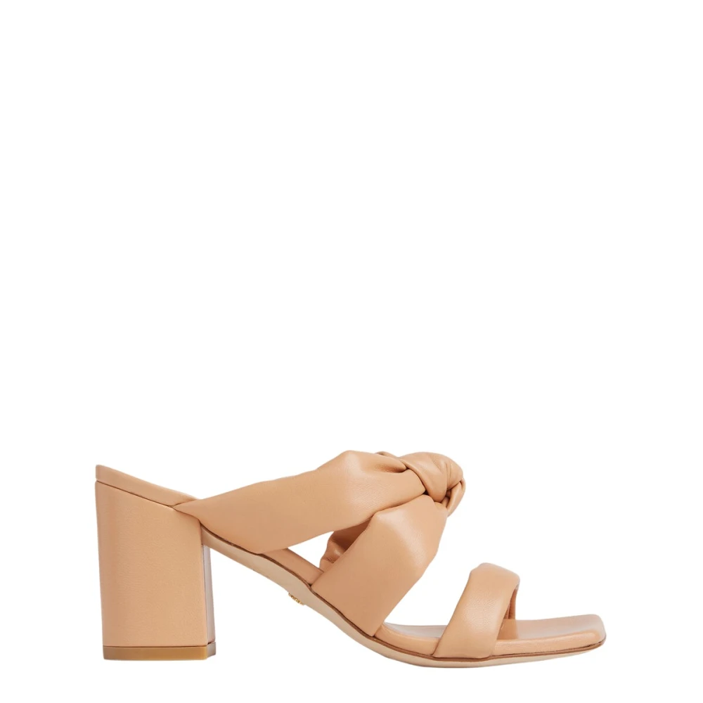 Stuart Weitzman Women's Beige Heeled Mules, 5 Uk, Knot Block Slide