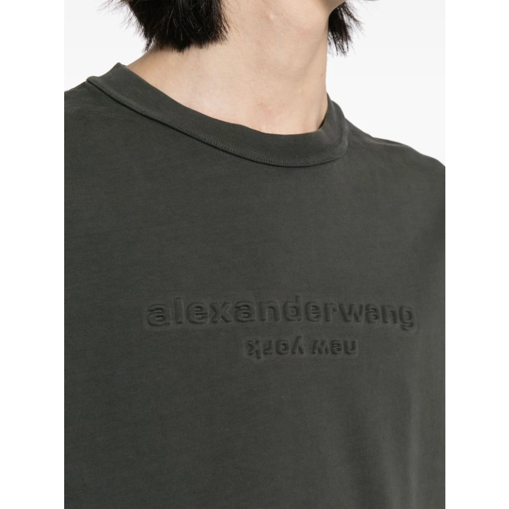 alexander wang Geëmbosseerd Logo Crew Neck T-shirt Gray Dames