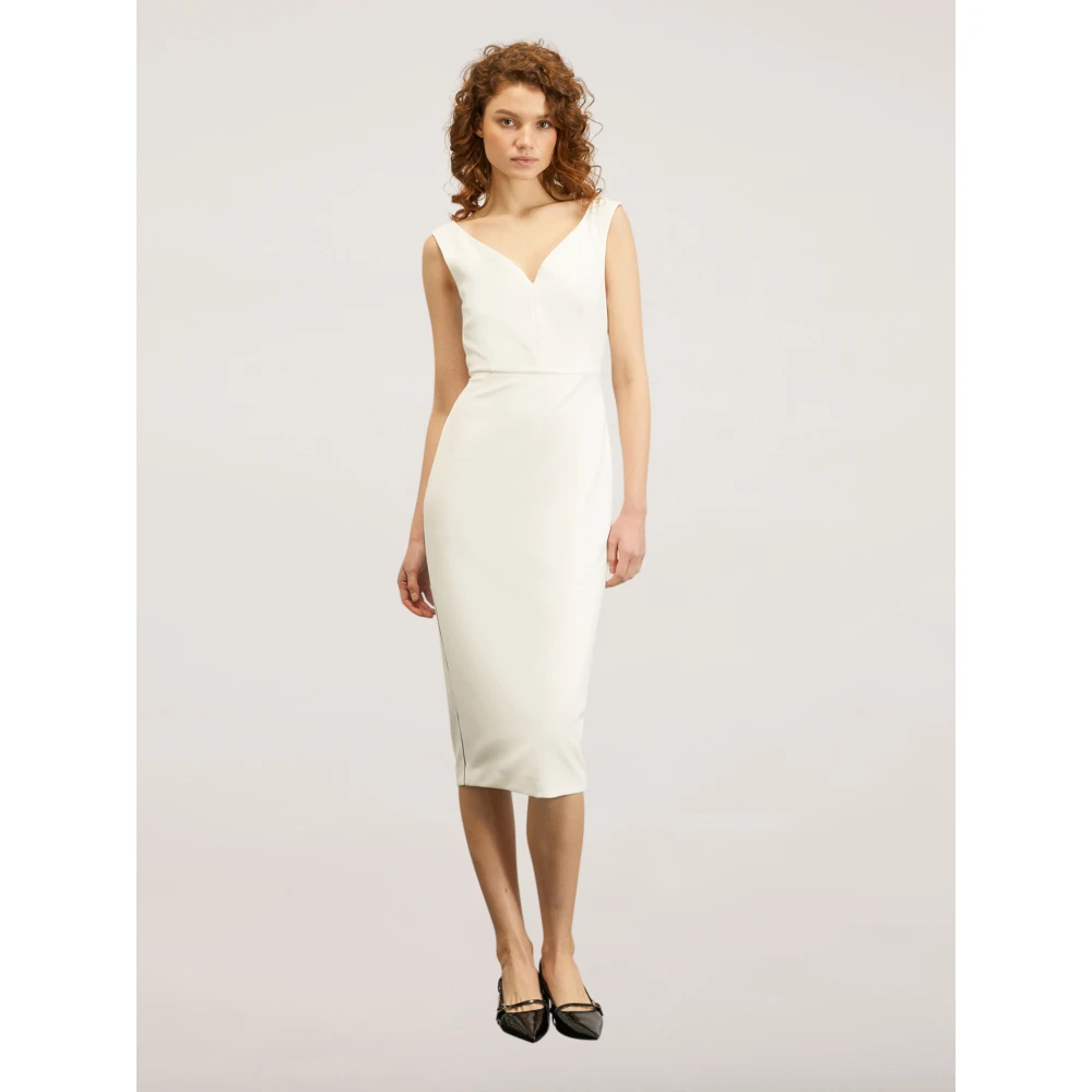 Motivi Elegante contrast rits kokerjurk White Dames