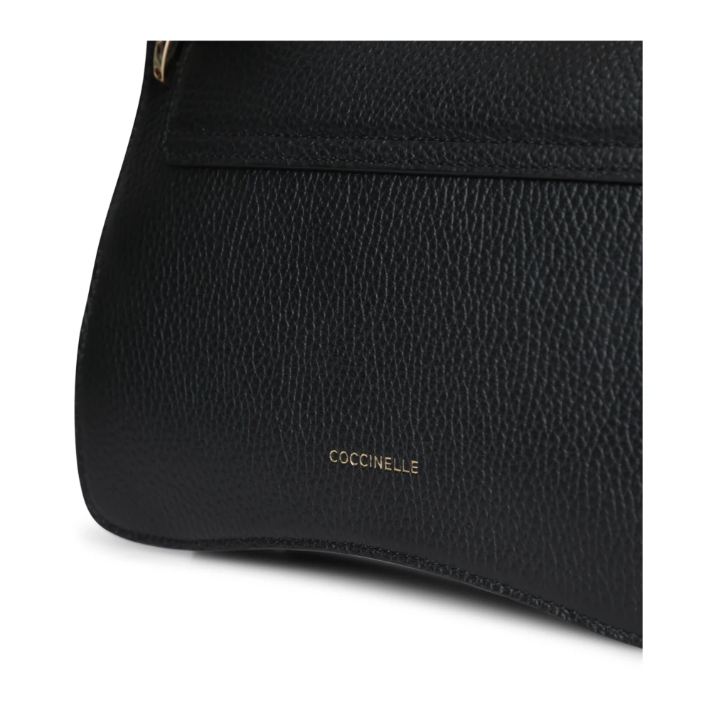 Coccinelle Elegante zwarte leren tas met gouden gesp Black Dames