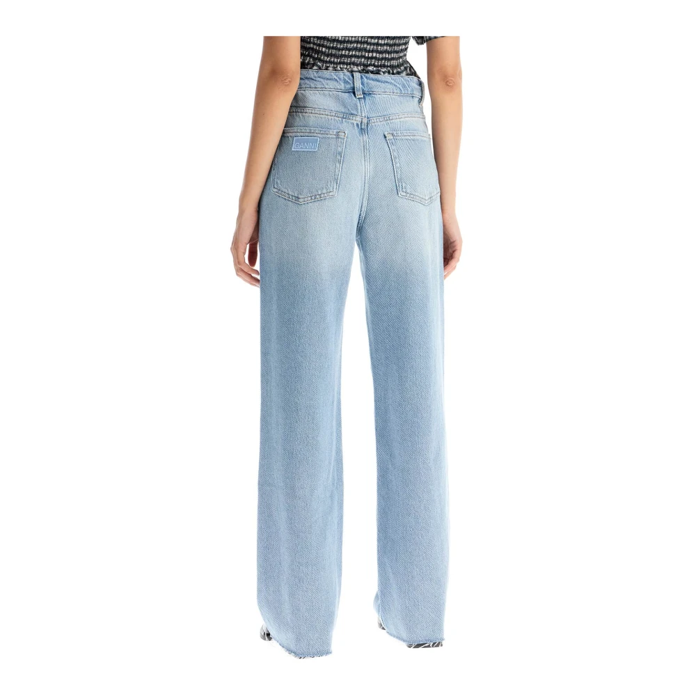 Ganni Relaxed Straight Leg Denim Jeans Blue Dames
