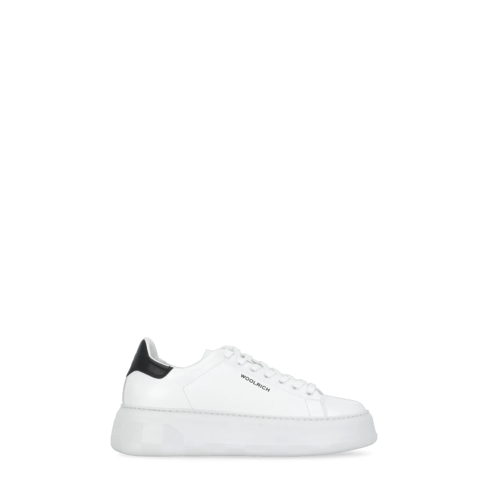 Woolrich Witte Leren Sneakers met Contrasterende Logo`s White Dames