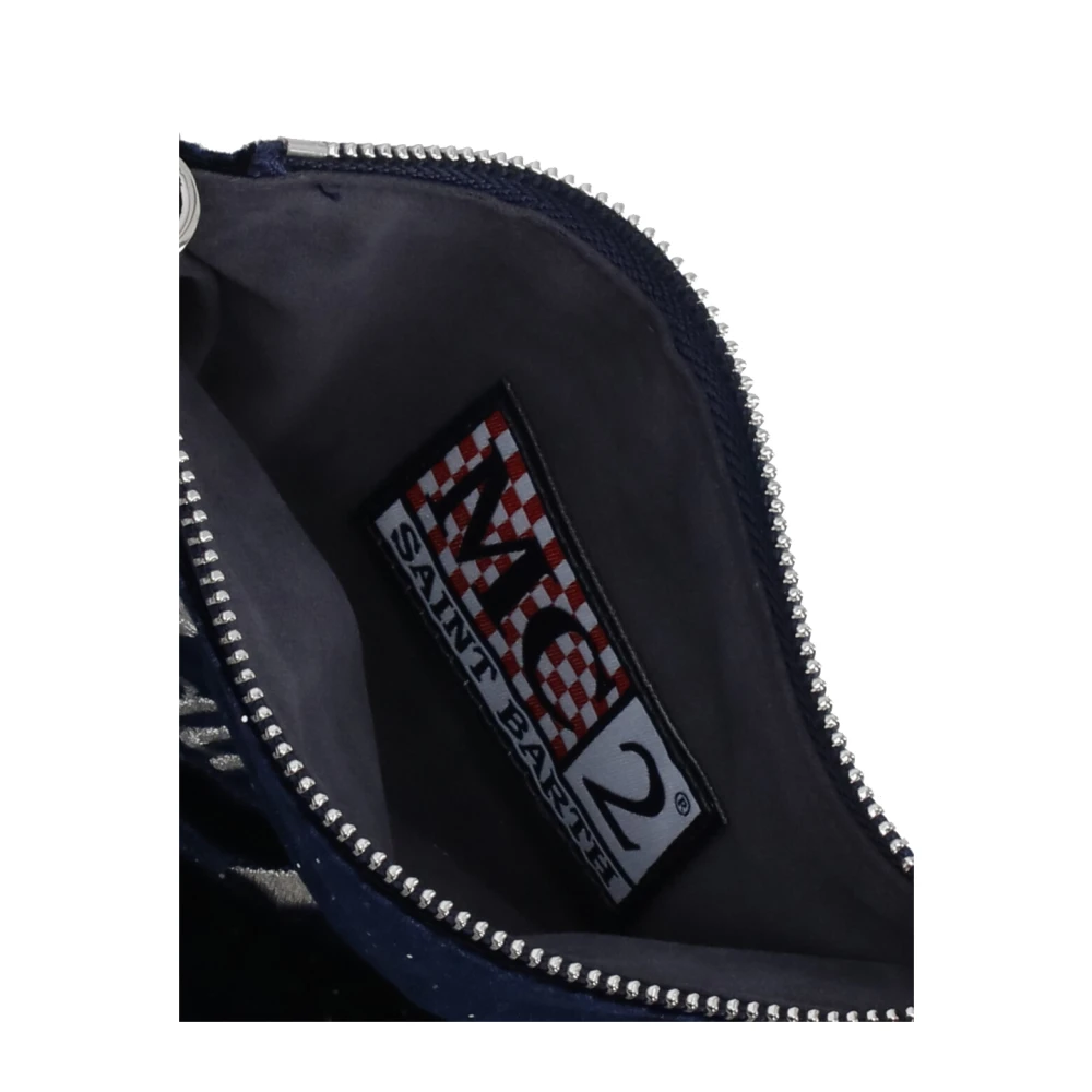 Saint Barth Blauwe Velvet Pochette met Borduurwerk Blue Dames
