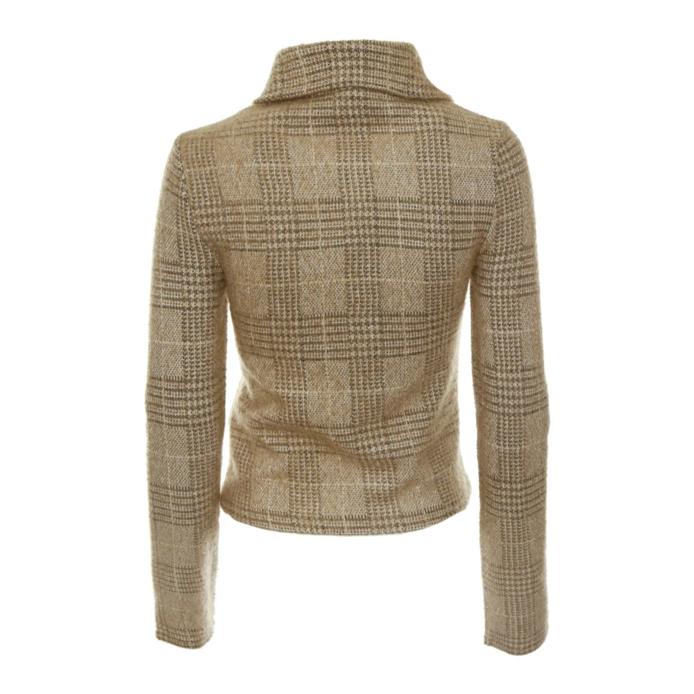 Our Legacy Geruite Gebreide Jas met Rits Beige Dames