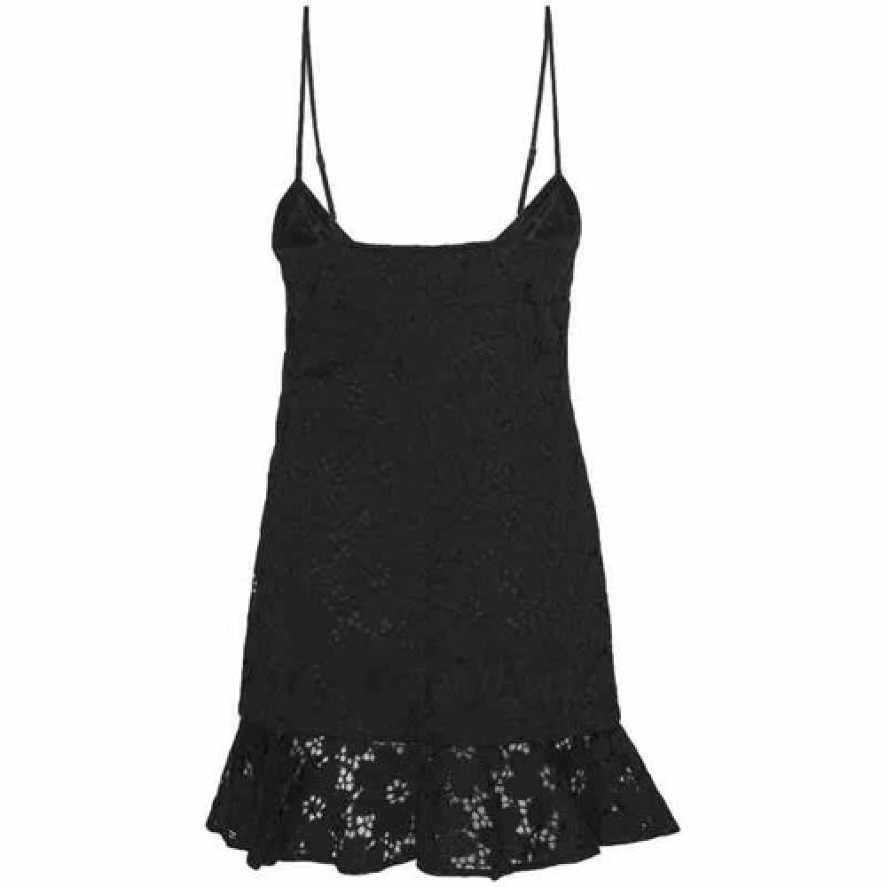Rotate Birger Christensen Kanten Jurk met Ruches Black Dames