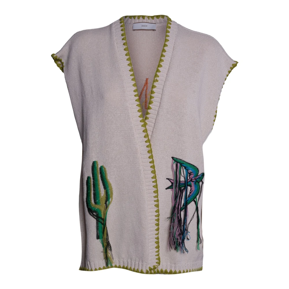 Akep Women's Beige Sleeveless Cardigan - Cardigans - Xs - Knitwear