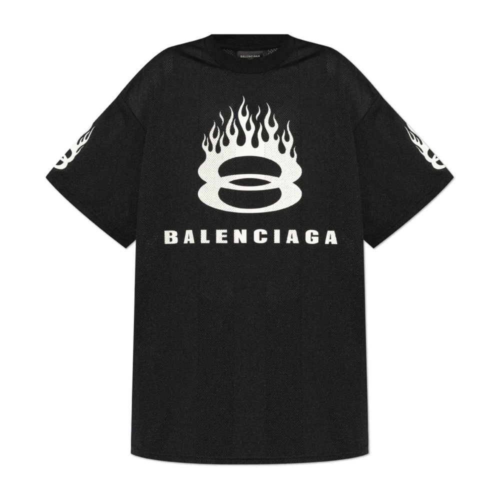 Balenciaga Bedrukt T-shirt Black Heren