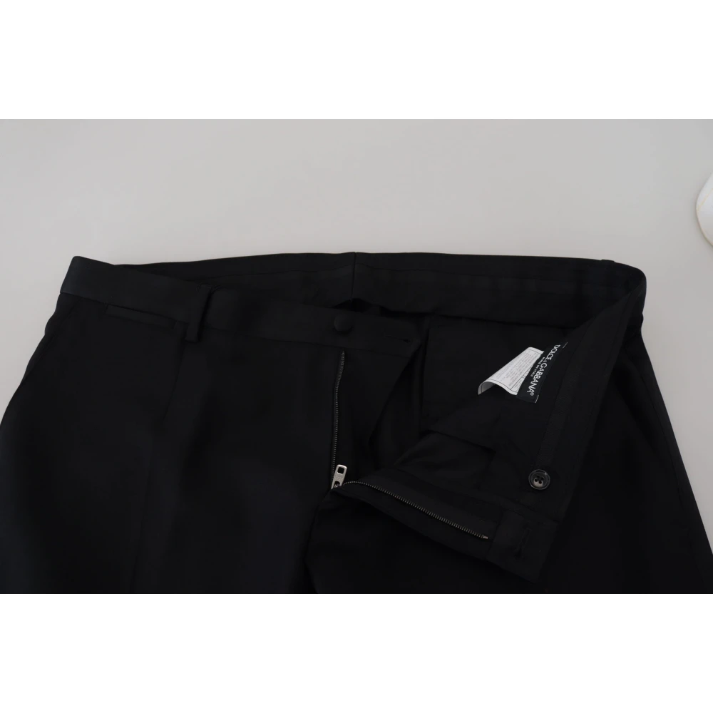 Dolce & Gabbana Elegante Zwarte Wollen Broek Black Heren