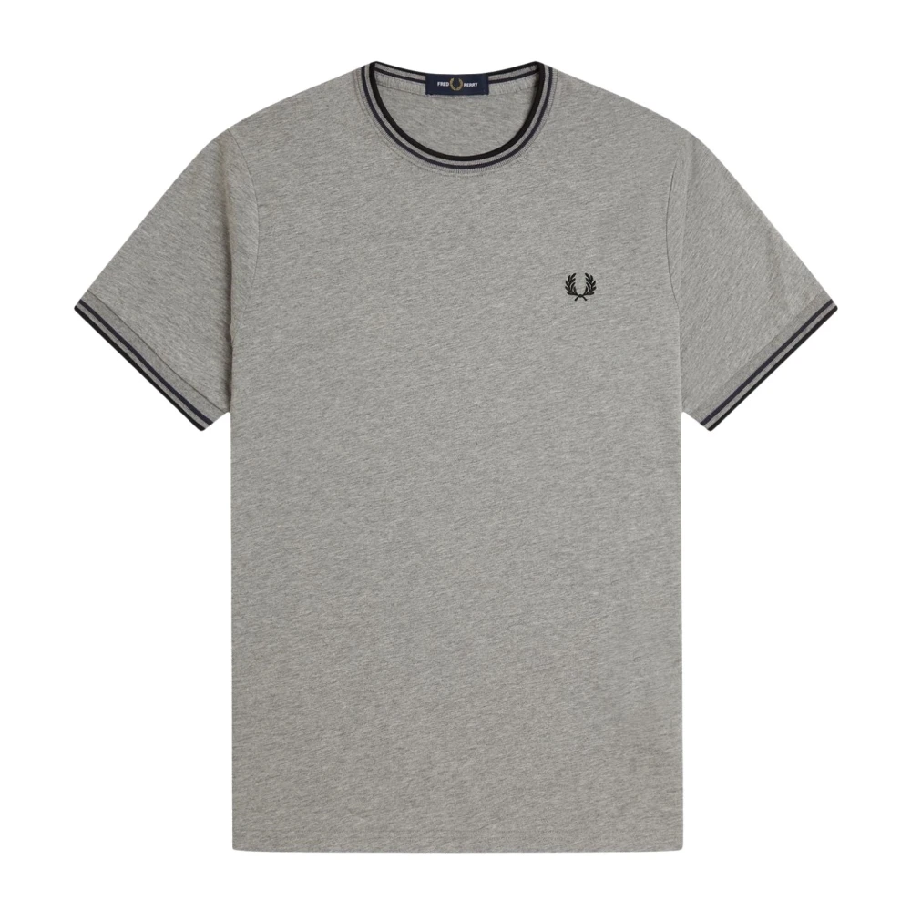 Fred Perry Men's Gris Contrast Trim Double Stripe T-Shirt - Image 2