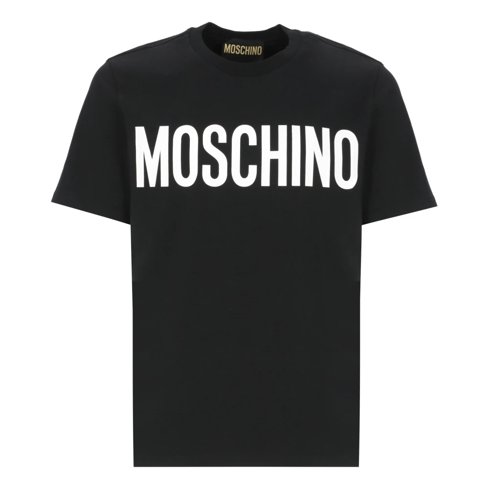 Moschino Zwart Crew Neck T-shirt met Logo Black Heren