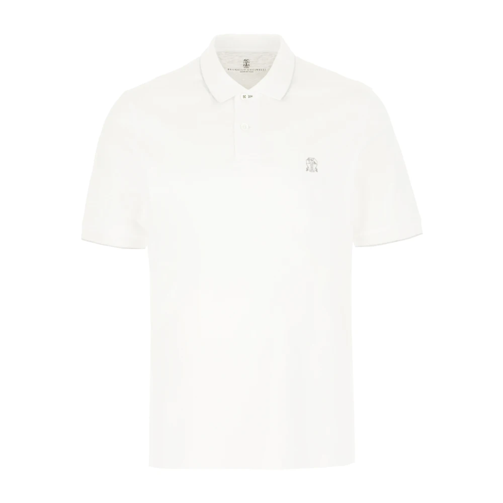 BRUNELLO CUCINELLI Klassieke Polo Shirt voor Mannen White Heren