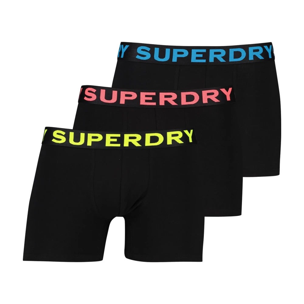 Superdry Zwarte Boxershorts Effen Uitvoering 3 Pack Black Heren