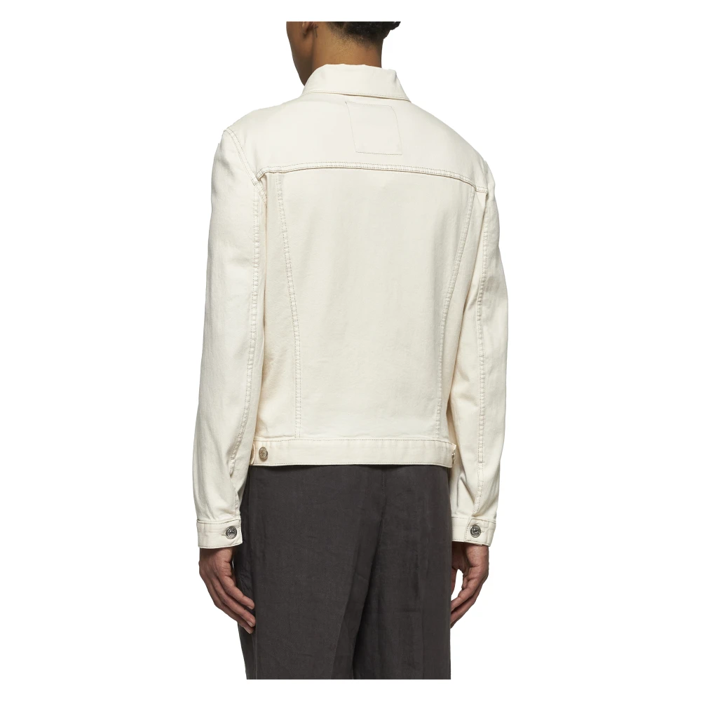 BRUNELLO CUCINELLI Denim Shirt met Metalen Knopen Beige Heren