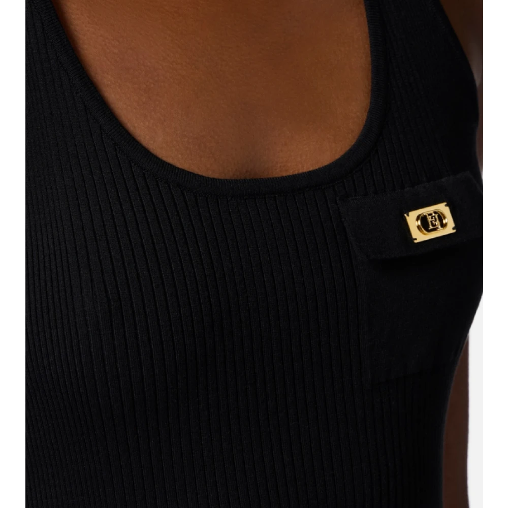 Elisabetta Franchi Zwarte tanktop met racerback Black Dames