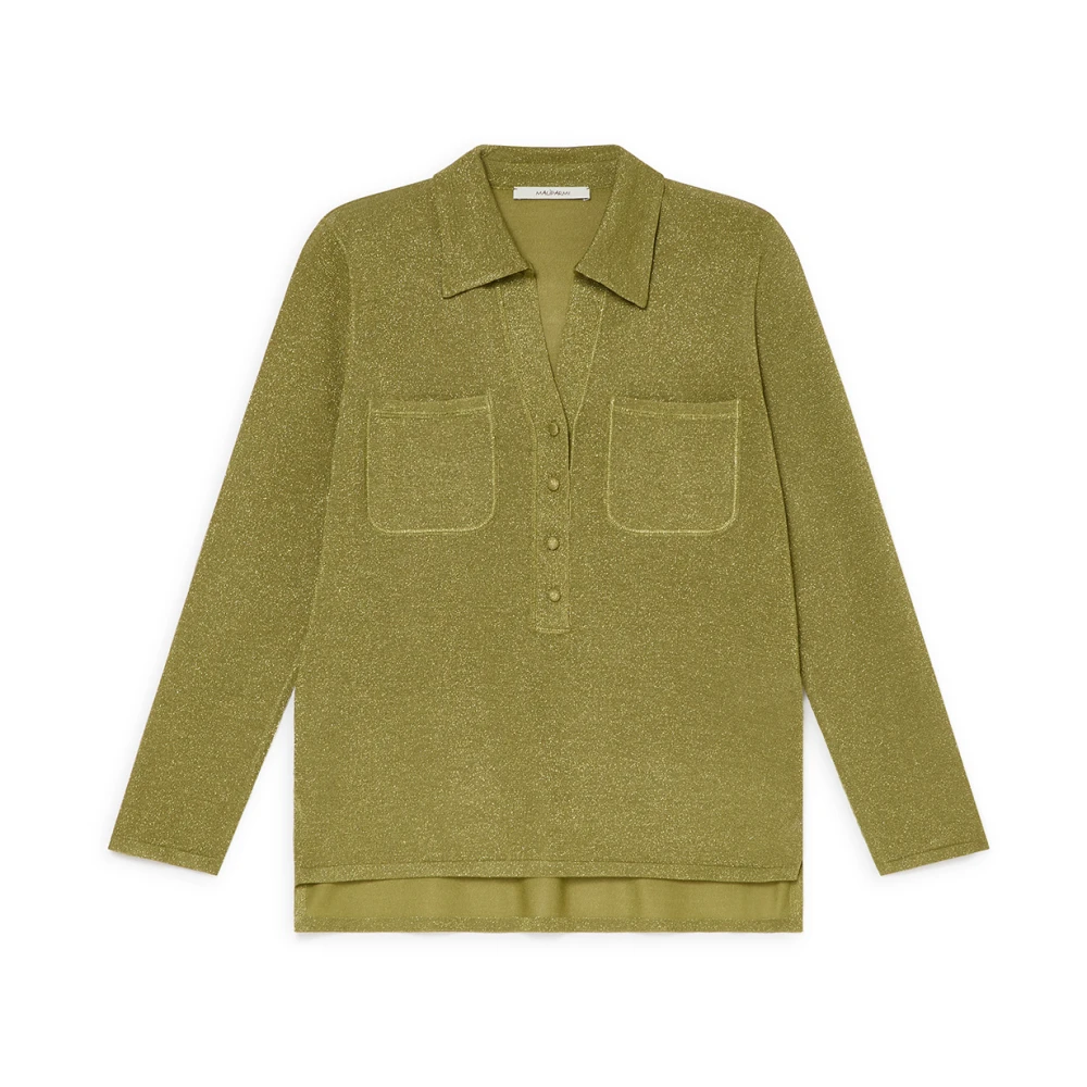 Maliparmi Glanzende Fluid Lurex Trui Green Dames