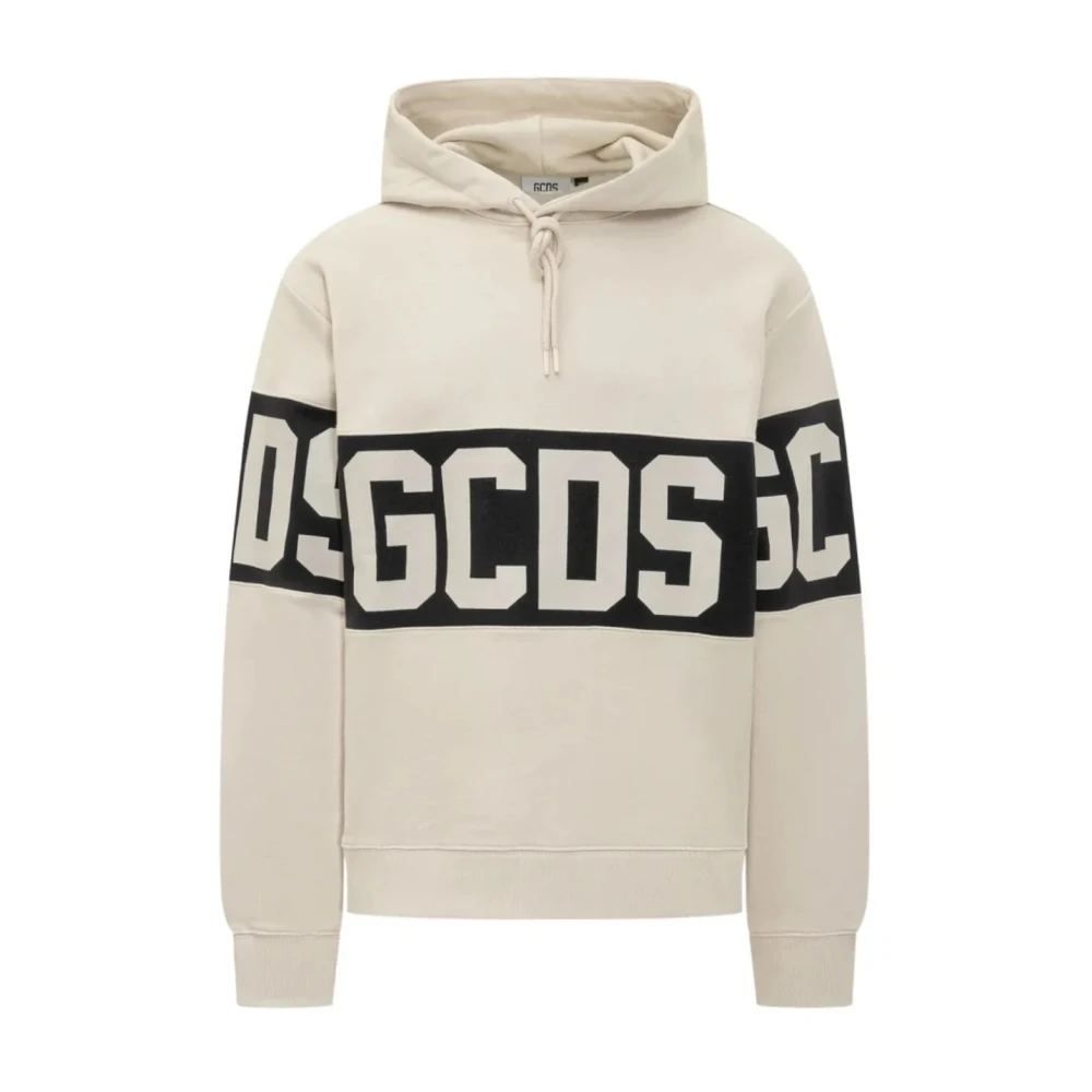 Gcds Beige Band Logo Hoodie - Male - Hoodies - L - Sweatshirts & Hoodies