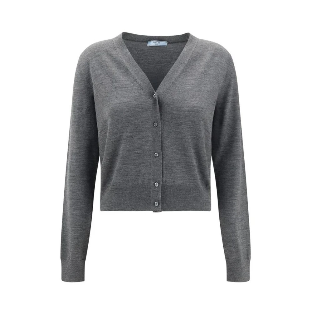 Prada V-hals Lange Mouwen Vest Gray Dames