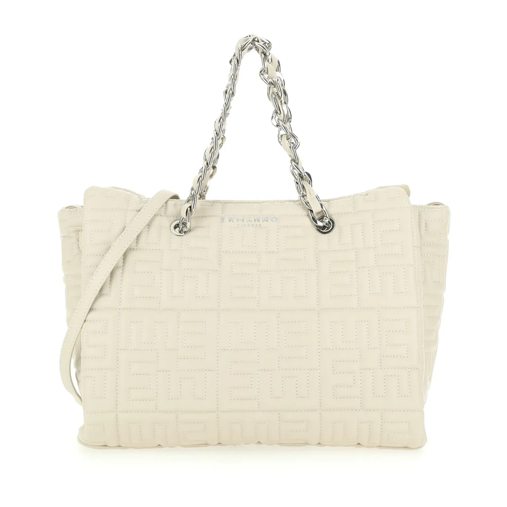 Ermanno Scervino Quiltad Logobroderad Väska White, Dam