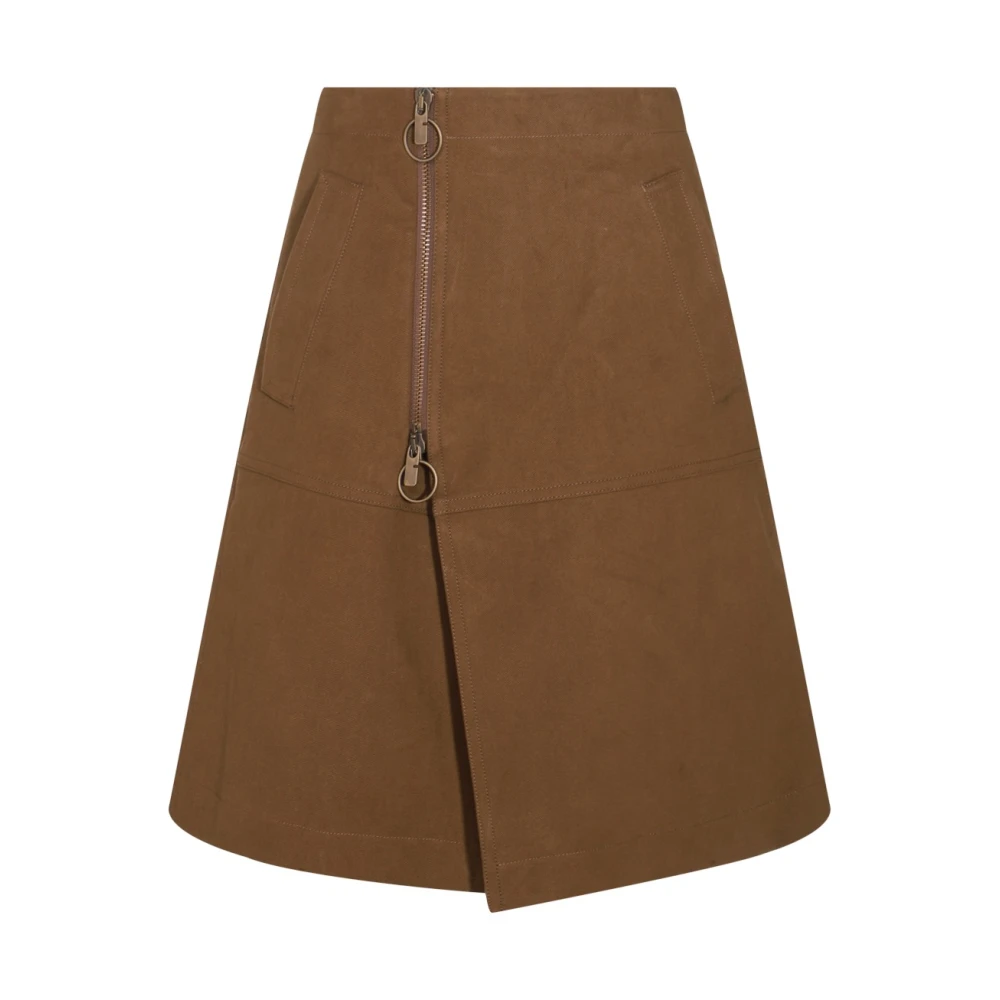 Burberry Bruine Katoenen Flared Midi Rok Brown Dames