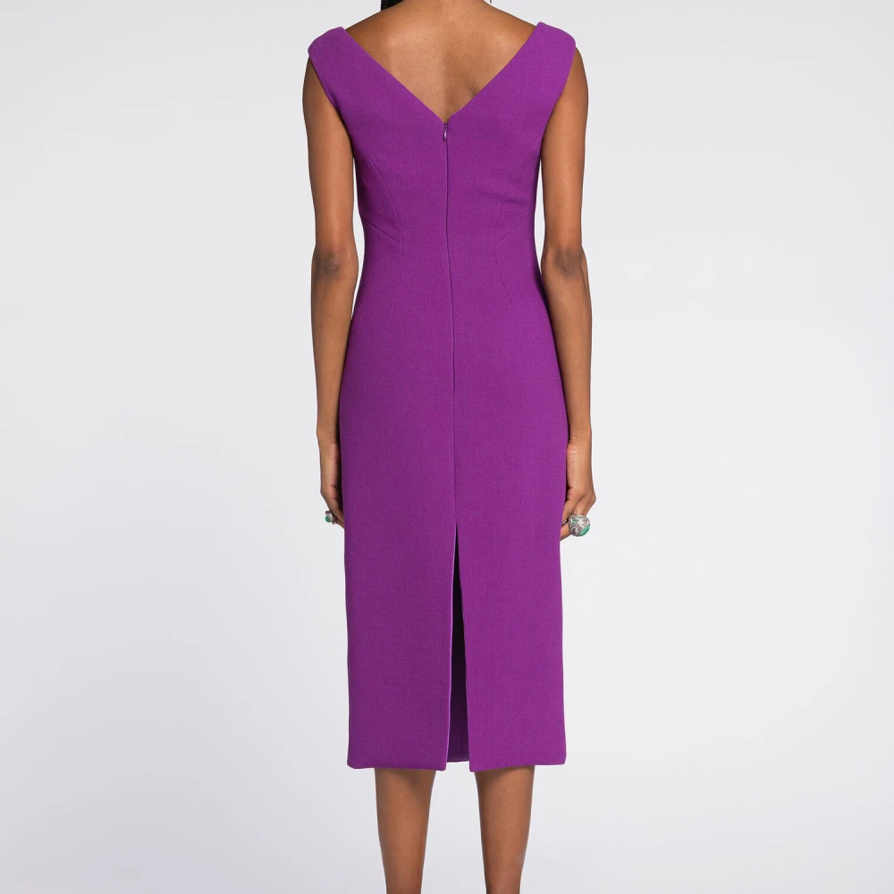 Roberto Cavalli Slang Wol Jurk met V-Rug Purple Dames