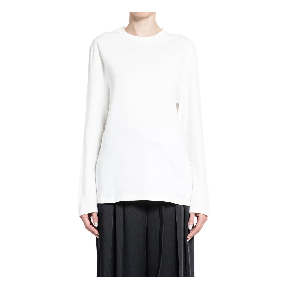 Jil Sander Lange mouw T-shirt met logo print White Dames
