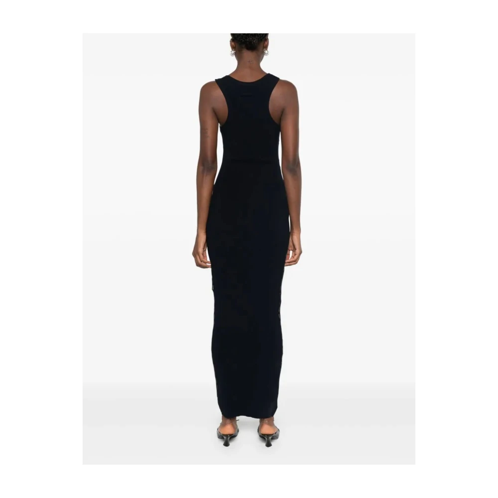 Jean Paul Gaultier Navy Gestreepte Mesh Laag Lange Jurk Blue Dames