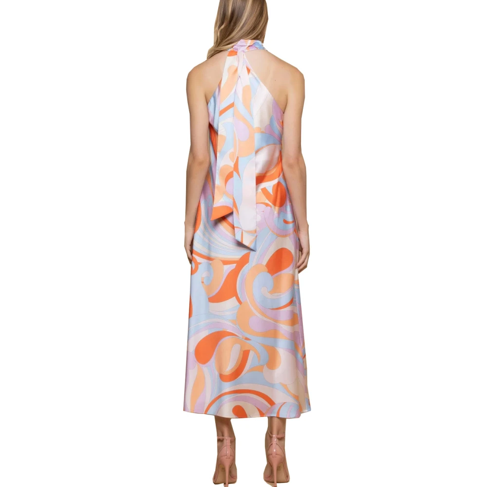 Kocca Elegante Lange Jurk Optisch Patroon Multicolor Dames