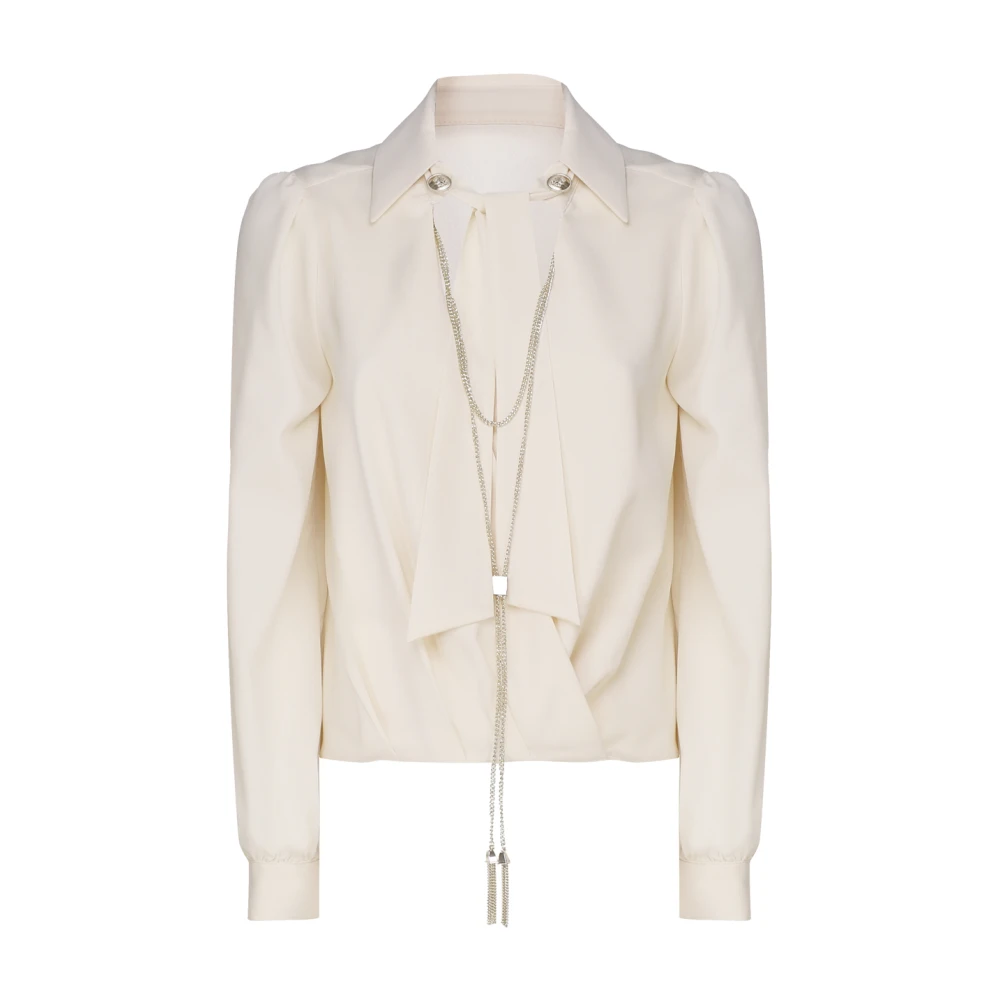 Guess Beige Shirt met Italiaanse Kraag Beige Dames