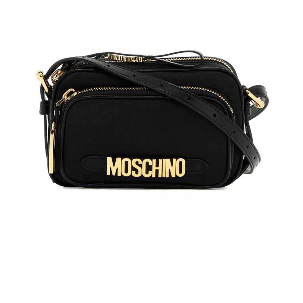 Moschino Stijlvolle Mini Schoudertas met Metalen Logo Black Dames