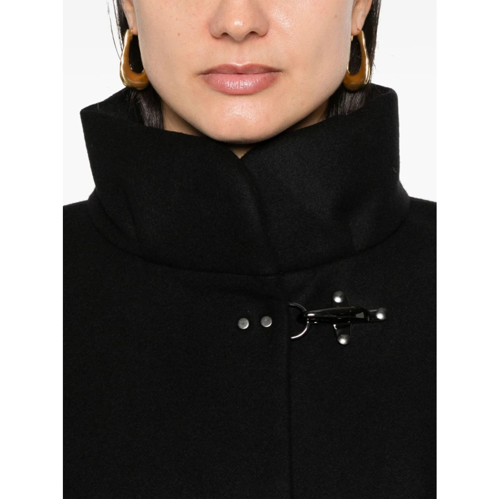 Fay Zwarte Wollen Jas Black Dames