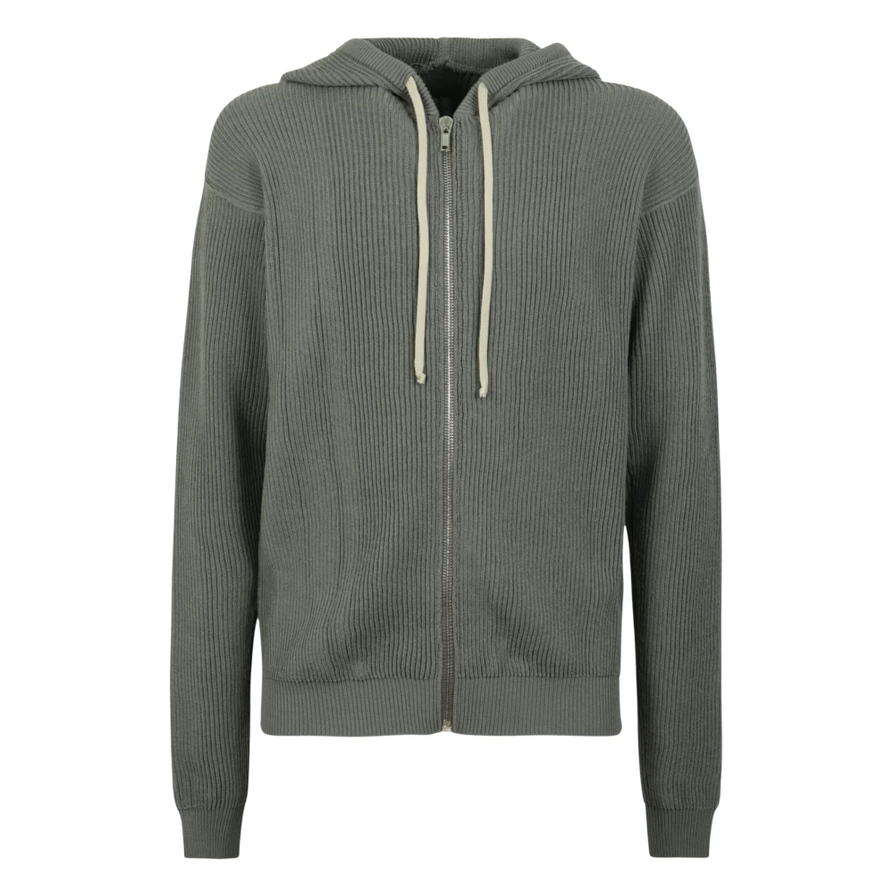 Rick Owens Men's Green Zip-Throughs, M, Temple Zipped Hoodie