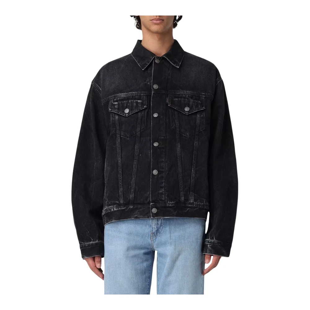 Haikure Stone Washed Denim Jas Black Heren