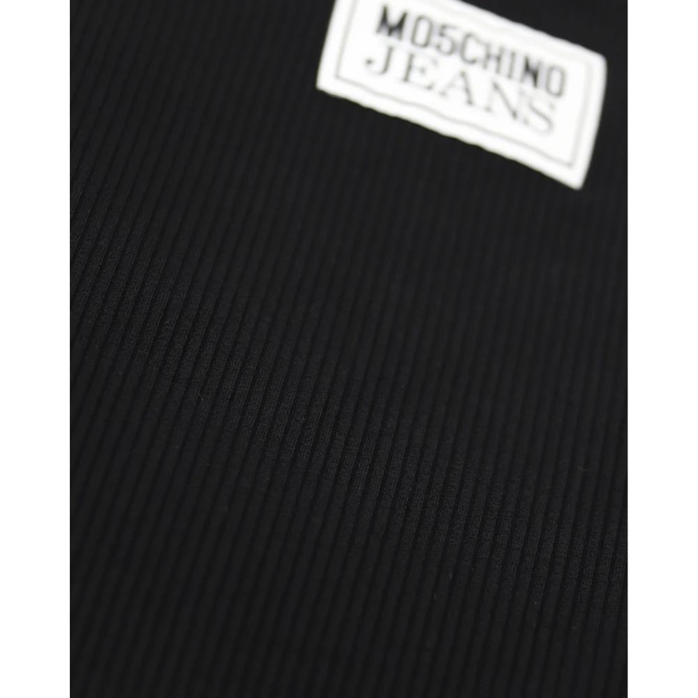 Moschino Logo Patch Cropped T-Shirt Zwart Black Dames
