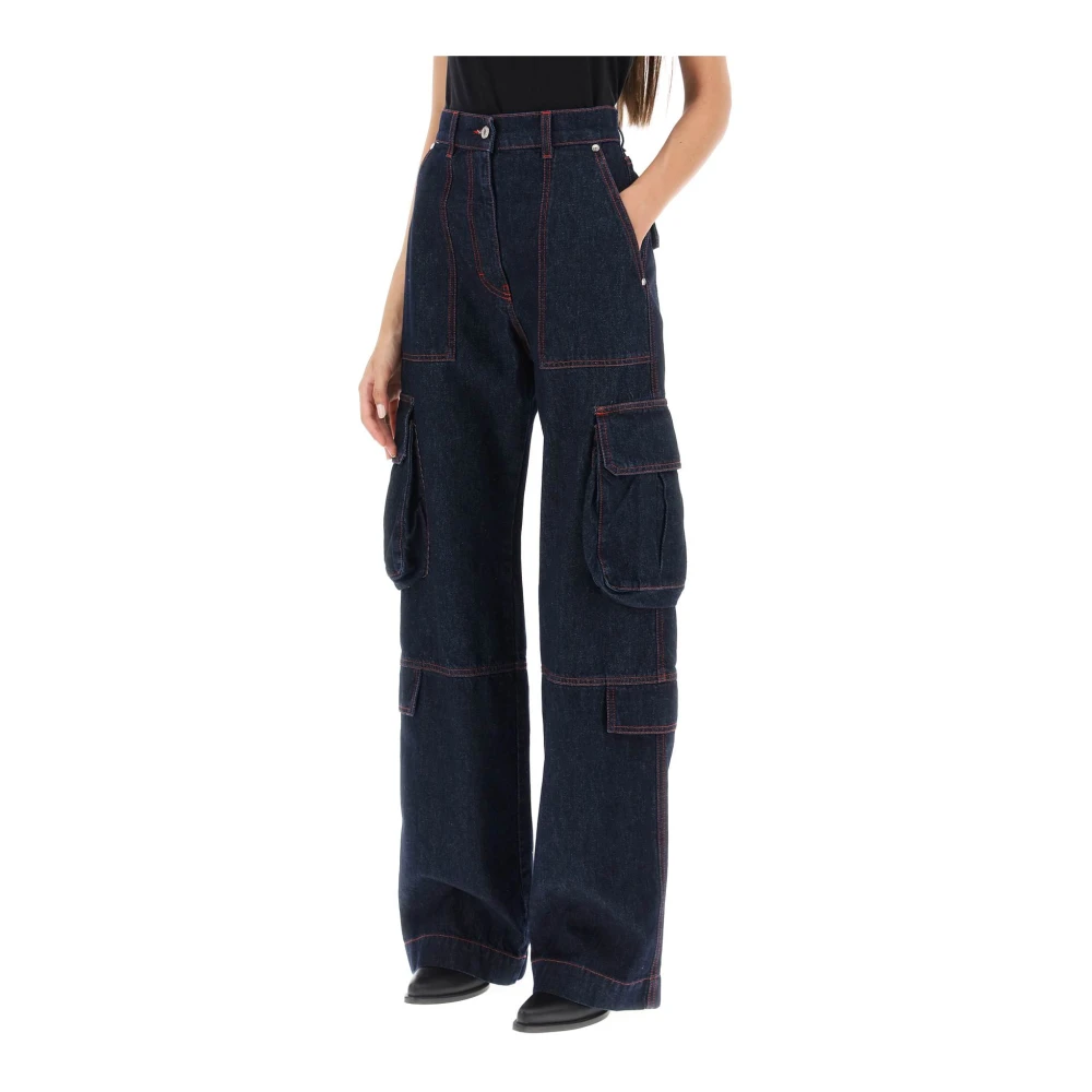 Msgm Cargo Jeans met Flared Cut Blue Dames