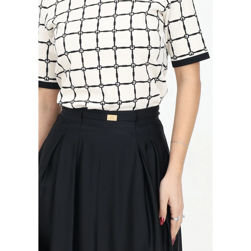 Elisabetta Franchi Geometrisch Ruitpatroon Witte Top White Dames