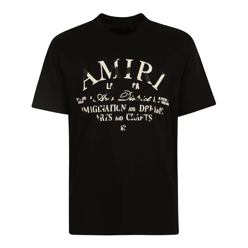 Amiri Zwart Crew Neck Logo Print T-Shirt Black Heren