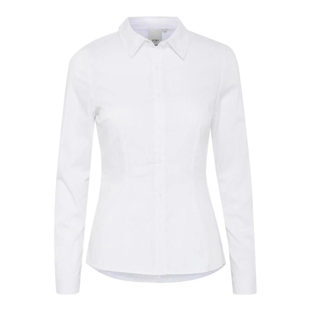 Ichi Witte Kraag Shirt Knoopsluiting White Dames