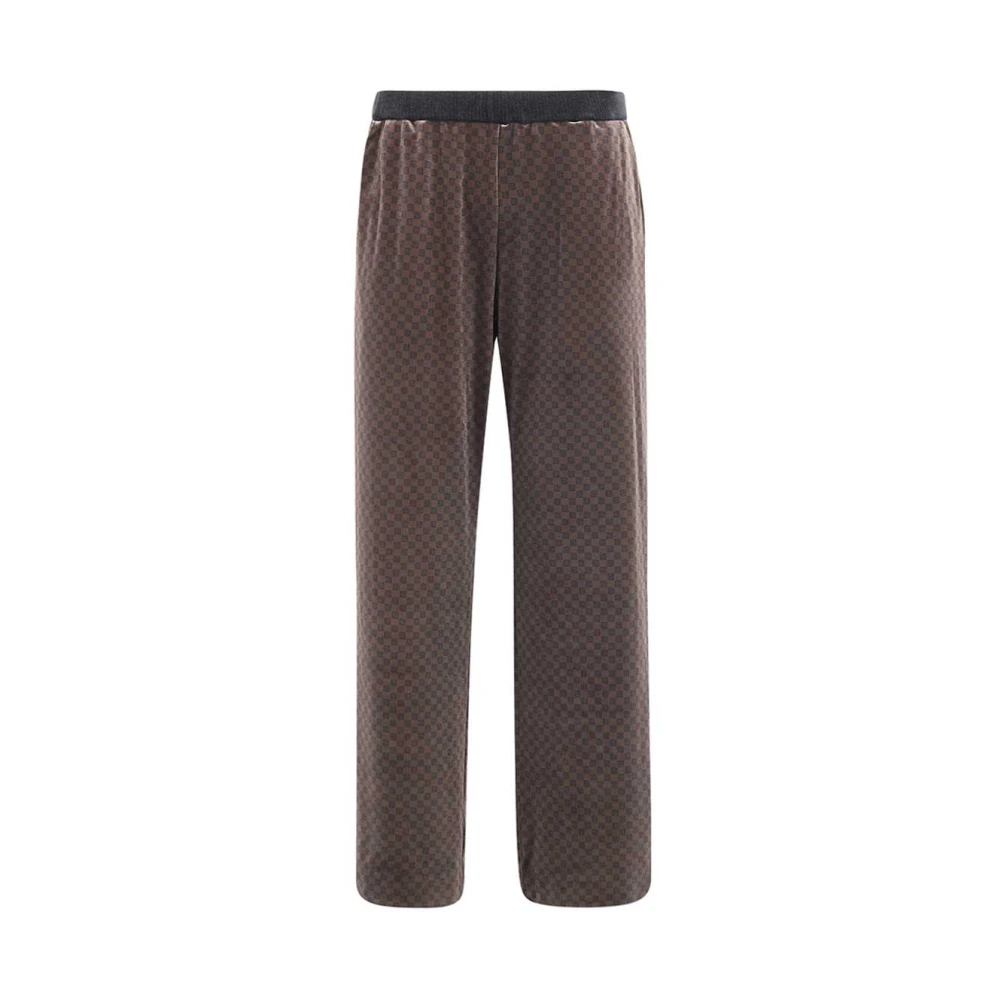 Balmain Monogram Velvet Pyjamabroek Brown Heren
