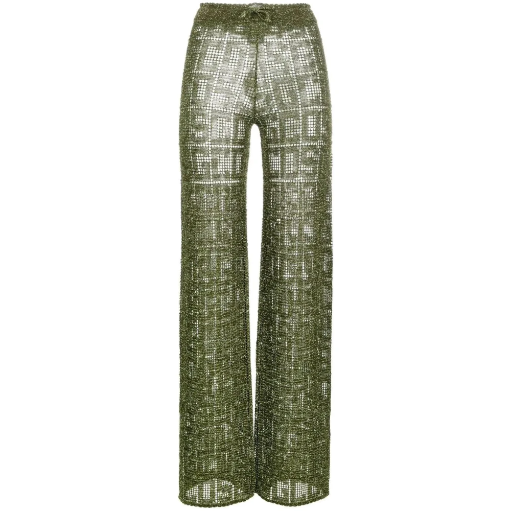 Gcds Multicolor Monogram Macramé Trousers - Female - Wide Trousers - Xs - Trousers