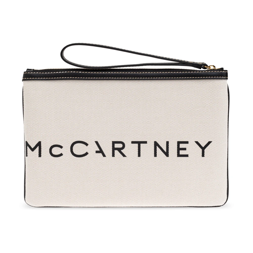 Stella Mccartney Handtas met bedrukt logo Beige Dames