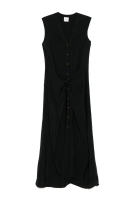 black-sleeveless-front-button-dress