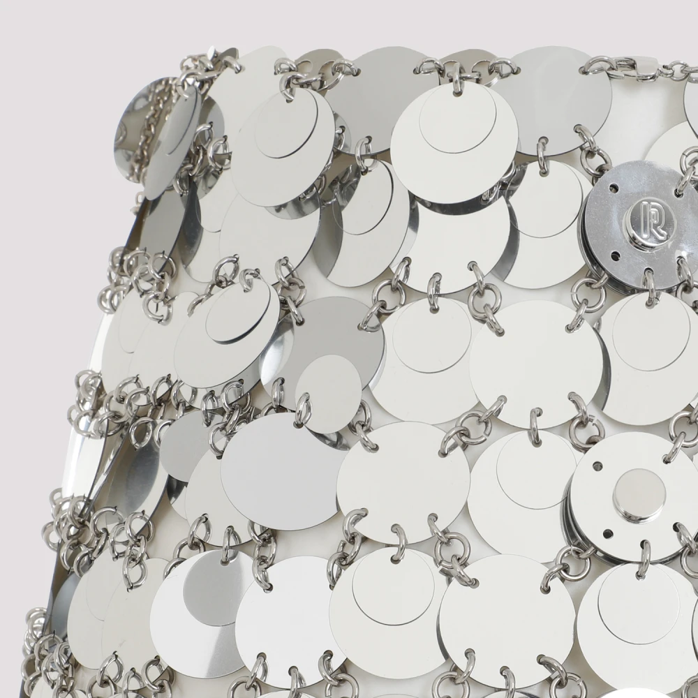 Paco Rabanne Metallic Mini Rok Aw24 Gray Dames