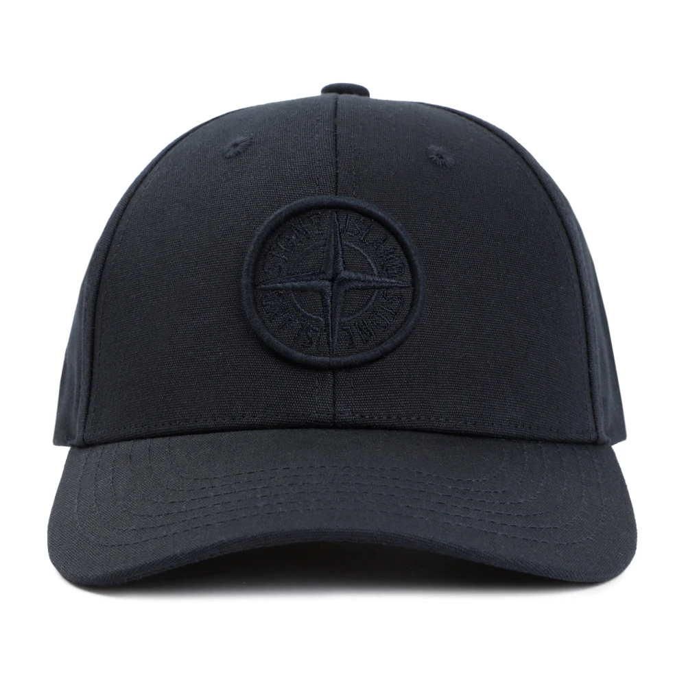 Stone Island Navy Blauwe Katoenen Hoed met Kompas Logo Blue Heren