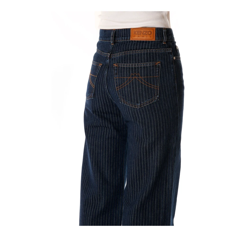 Kenzo Hoge Taille Straight Leg Jeans Blue Dames