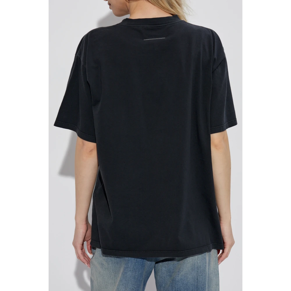 MM6 Maison Margiela T-shirt met bedrukt logo Black Dames