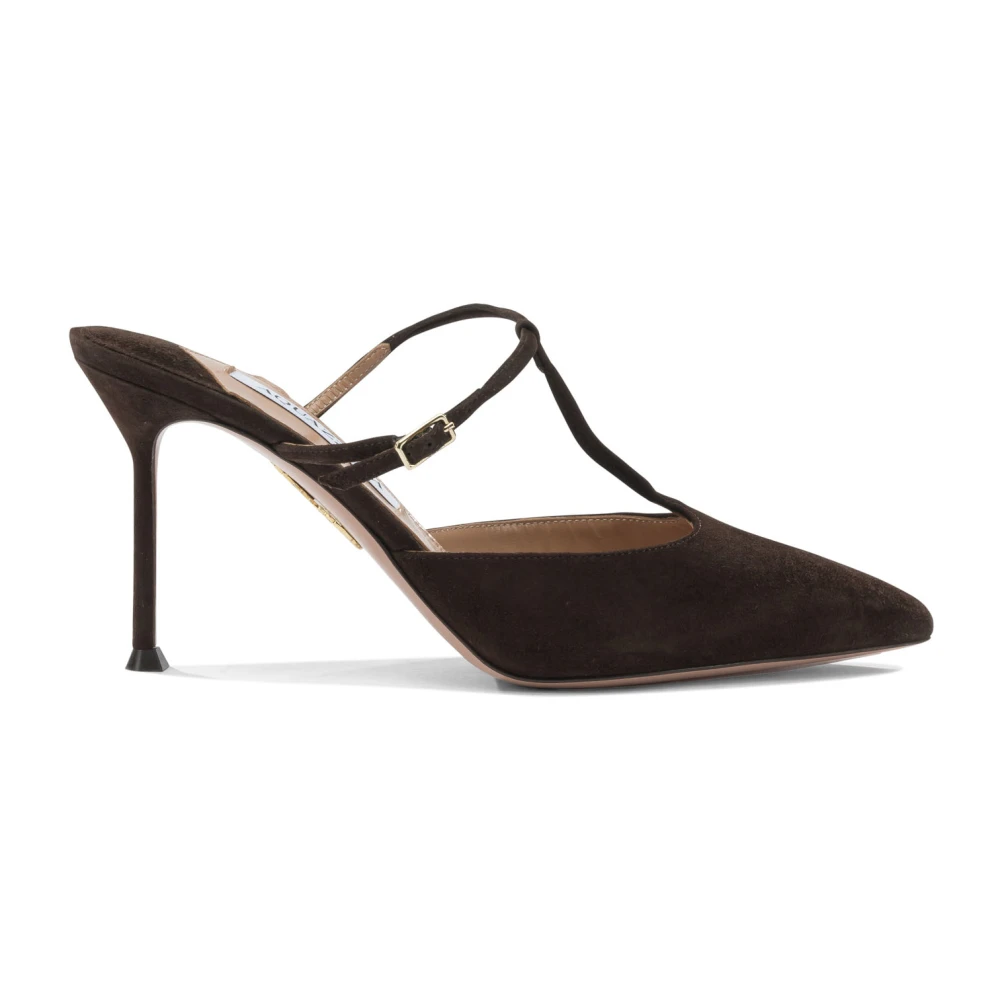 Aquazzura Women's Brown Sorbonne 85 Mules - Heeled Mules - 6 Uk - Shoes
