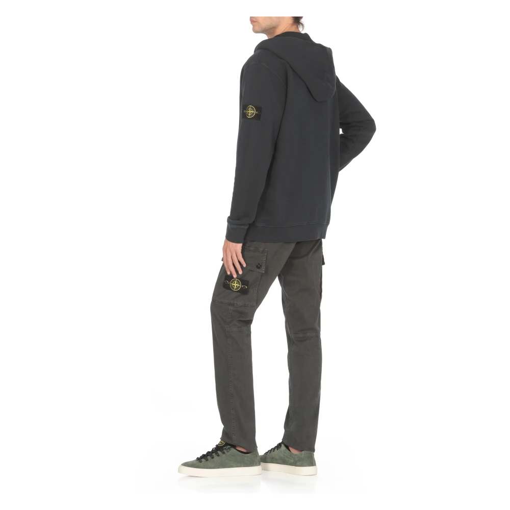 Stone Island Blauwe Katoenen Hoodie met Rits Blue Heren