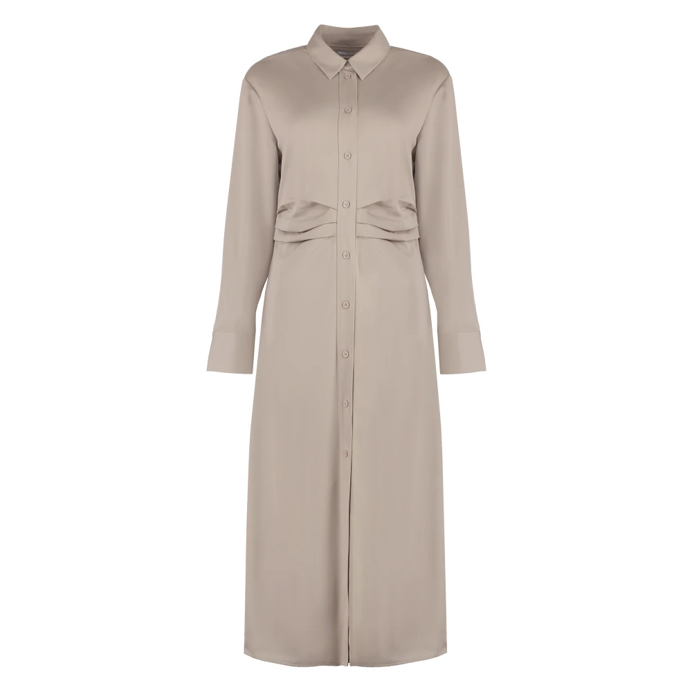 Calvin Klein Crepe Buttoned Shirtdress Beige Dames
