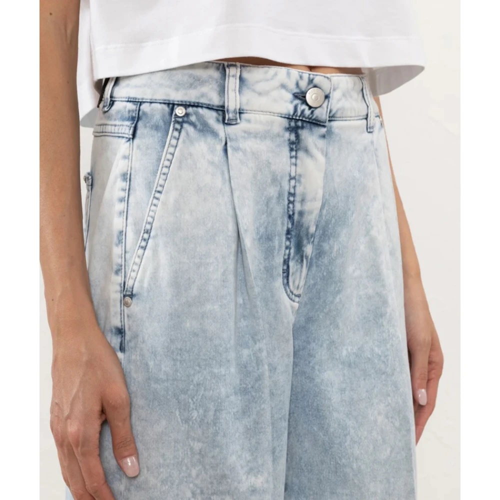 PESERICO Denim Katoen Tencel Broek met Zakken Blue Dames