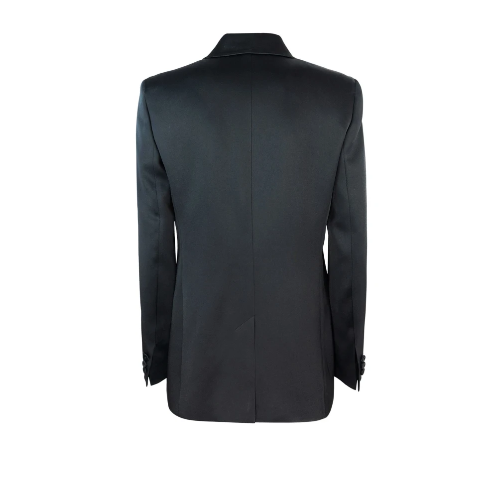 Max Mara Studio Sartorial Blazer in Zwart Satijn Black Dames